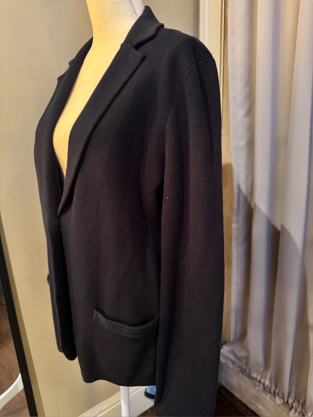 J. Crew Black School Boy Sweater One-Button Blazer in Size L - Picture 6 of 12